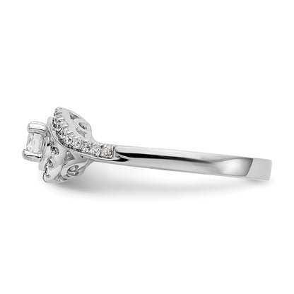 14k White Gold Diamond Round CZ By Pass Engagement Ring