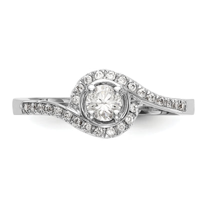 14k White Gold Diamond Round CZ By Pass Engagement Ring
