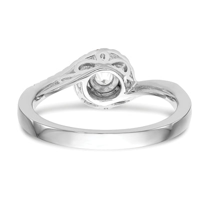 14k White Gold Diamond Round CZ By Pass Engagement Ring