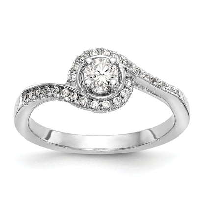 14k White Gold Diamond Round CZ By Pass Engagement Ring