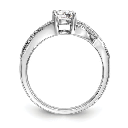 14k White Gold Diamond Round CZ By Pass Engagement Ring