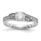14k White Gold Diamond Round CZ By Pass Engagement Ring
