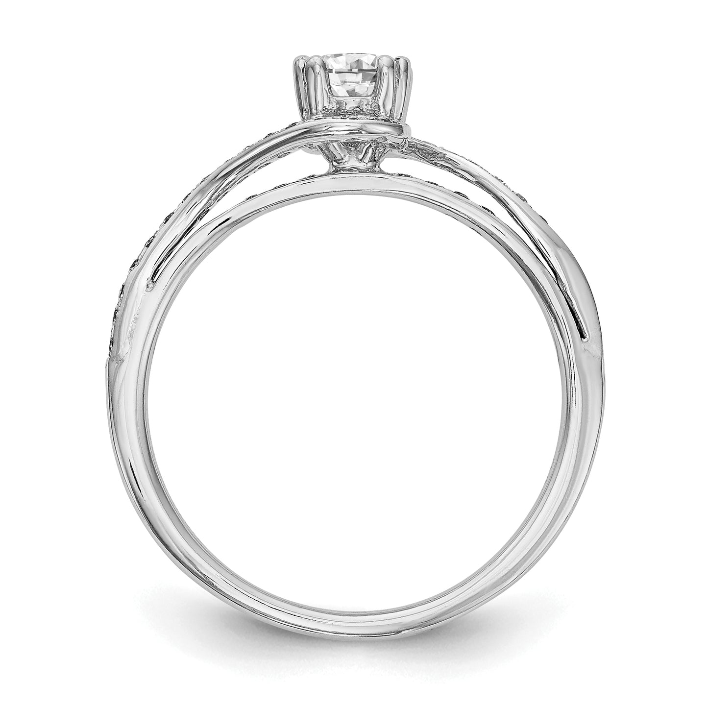 14kw Simulated Diamond By Pass Engagement Ring