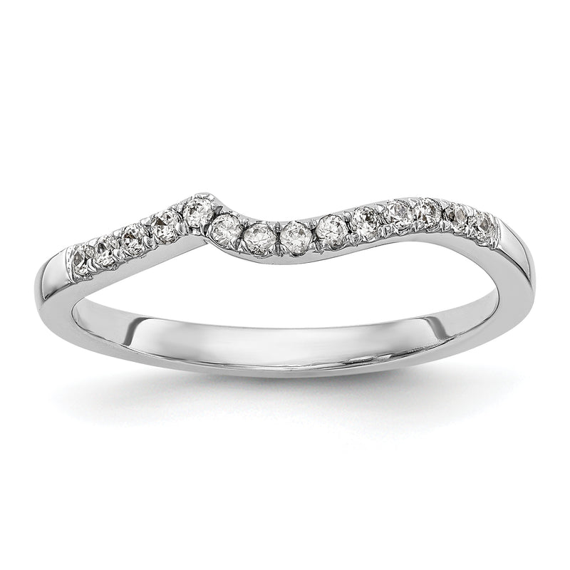 14k White Gold Diamond Contoured Wedding Band