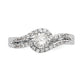 14k White Gold Diamond Round CZ By Pass Engagement Ring