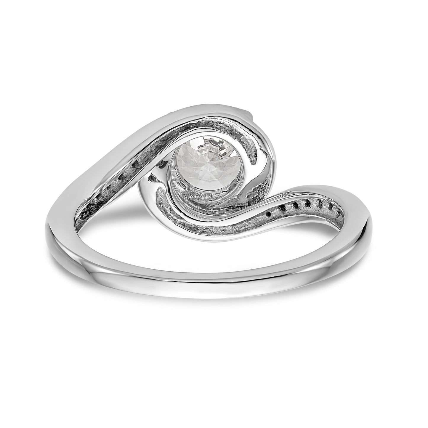 14k White Gold Diamond Round CZ By Pass Engagement Ring