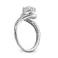 14k White Gold Diamond Round CZ By Pass Engagement Ring