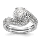 14k White Gold Diamond Round CZ By Pass Engagement Ring