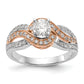 14k Two tone Diamond Round CZ By Pass Engagement Ring
