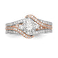 14k Two tone Diamond Round CZ By Pass Engagement Ring