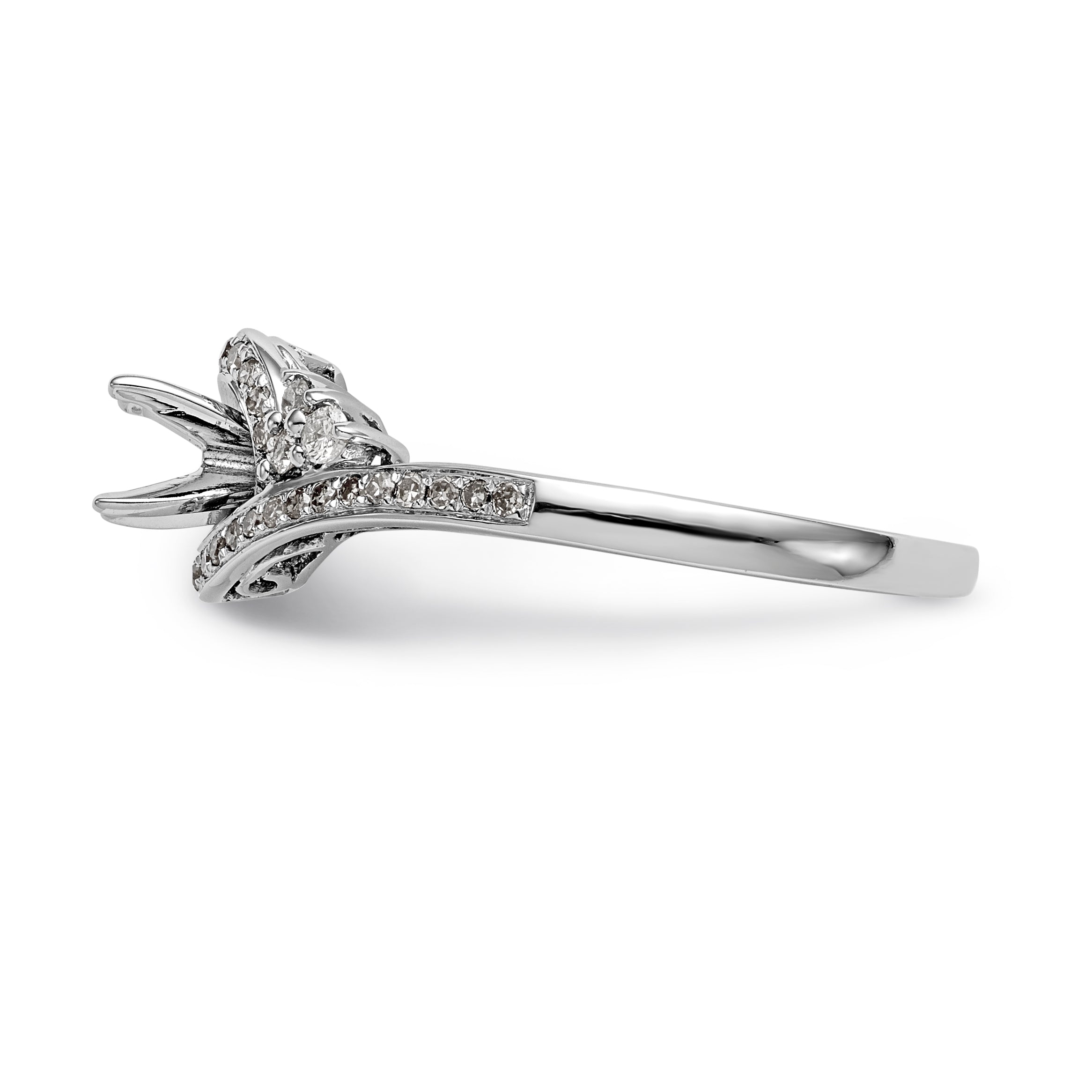 14k White Gold Diamond Round CZ By Pass Engagement Ring