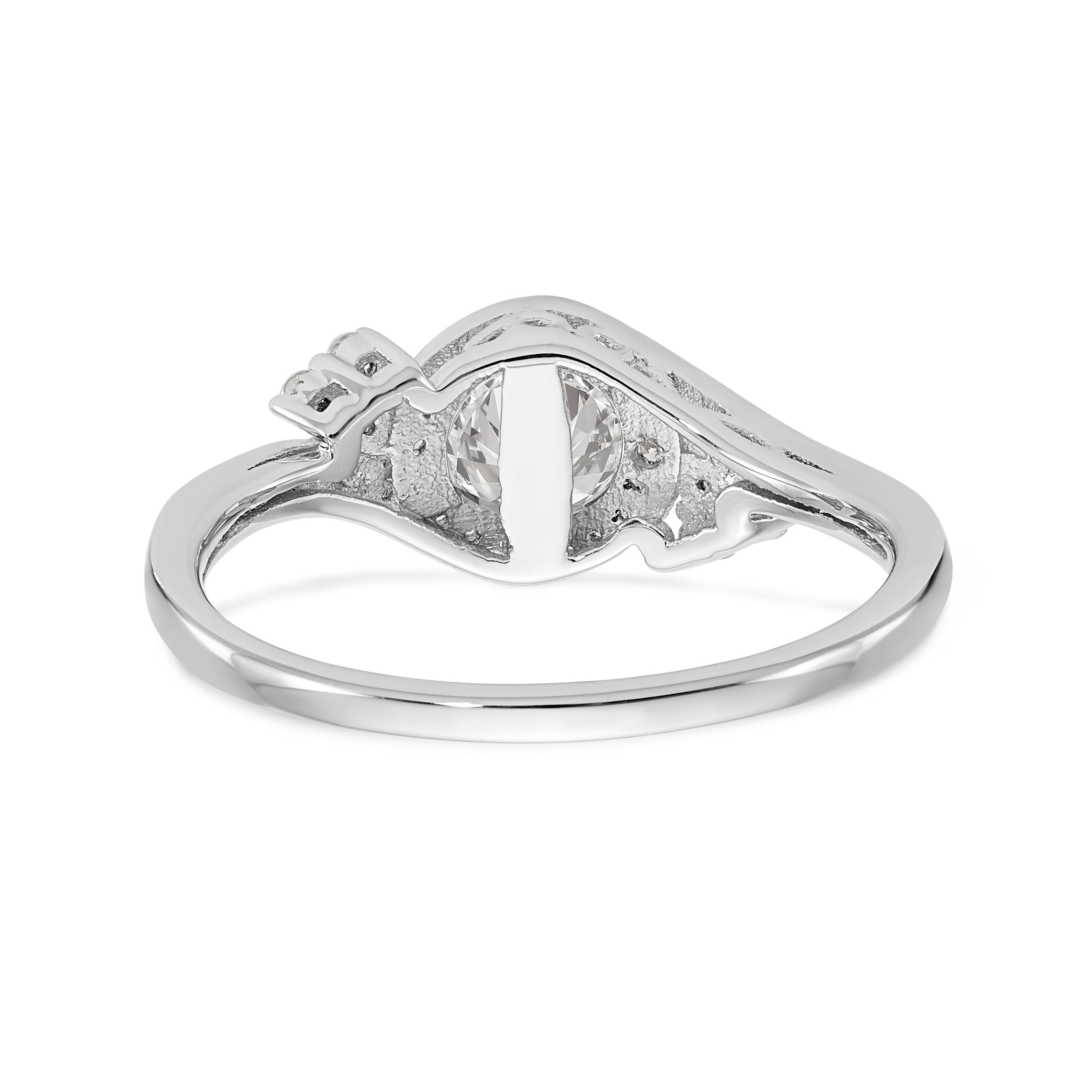 14k White Gold Diamond Round CZ By Pass Engagement Ring