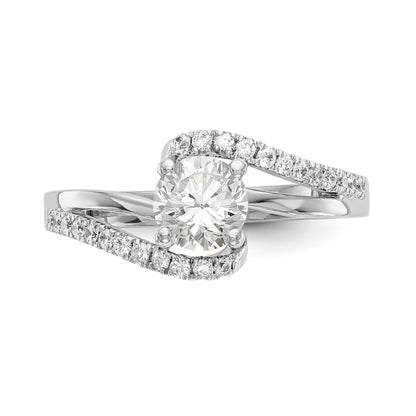 14k White Gold Diamond Round CZ By Pass Engagement Ring