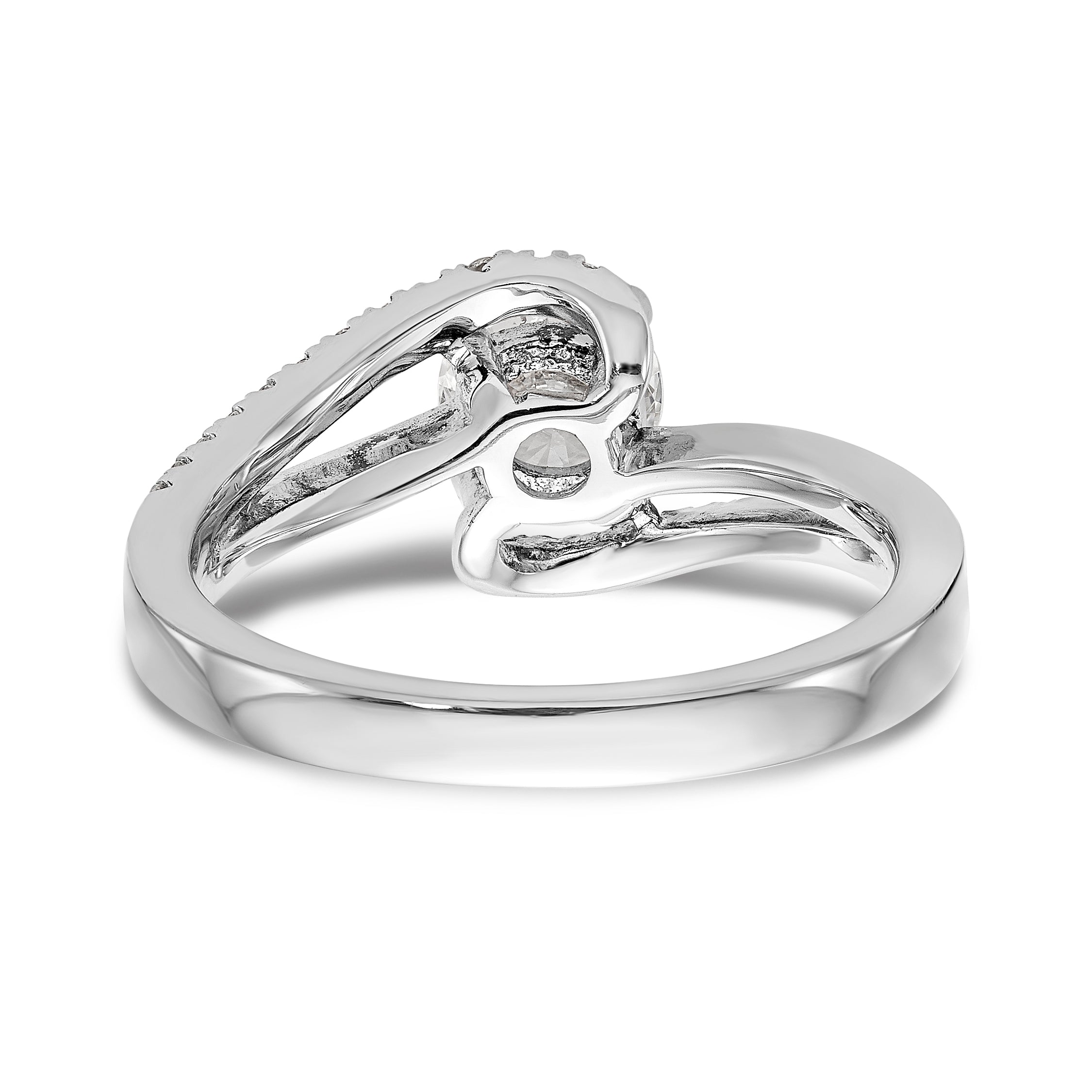 14k White Gold Diamond Round CZ By Pass Engagement Ring