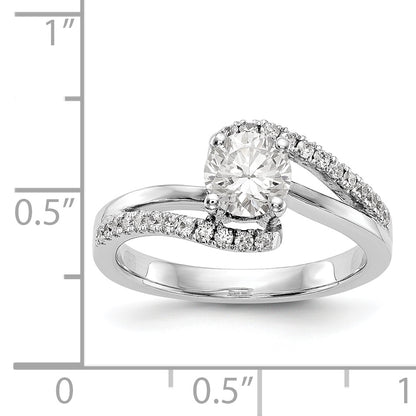 14k White Gold Diamond Round CZ By Pass Engagement Ring
