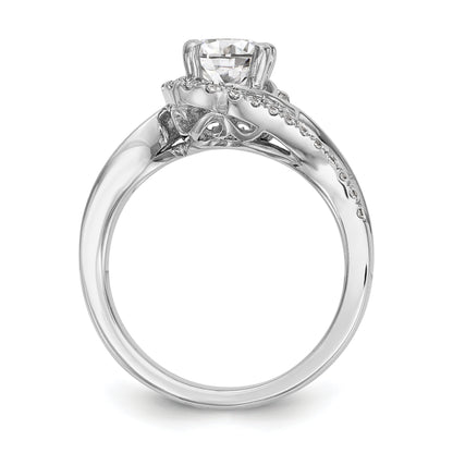 14k White Gold Diamond Round CZ By Pass Engagement Ring