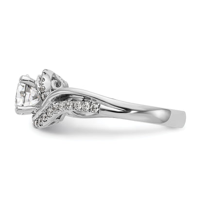 14k White Gold Diamond Round CZ By Pass Engagement Ring
