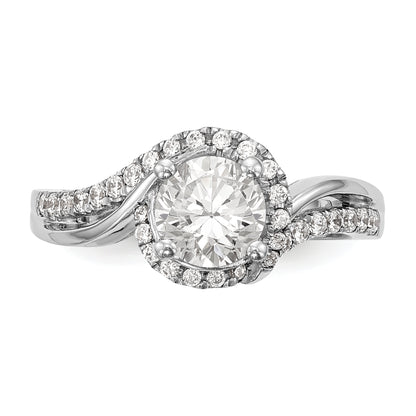 14k White Gold Diamond Round CZ By Pass Engagement Ring