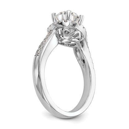 14k White Gold Diamond Round CZ By Pass Engagement Ring