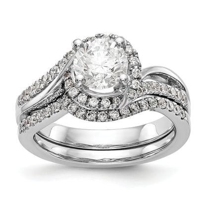 14k White Gold Diamond Round CZ By Pass Engagement Ring
