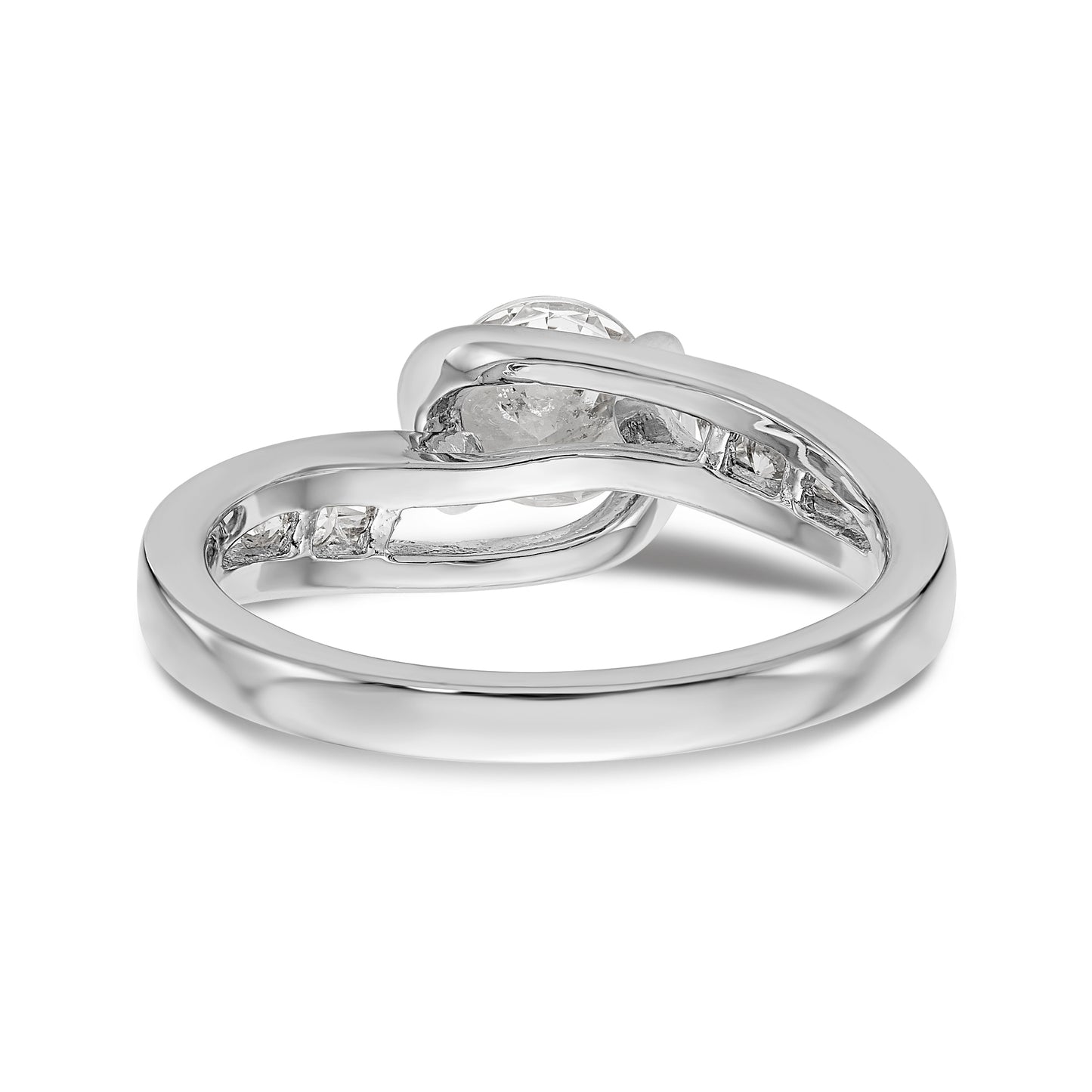 14k White Gold Diamond Round CZ By Pass Engagement Ring