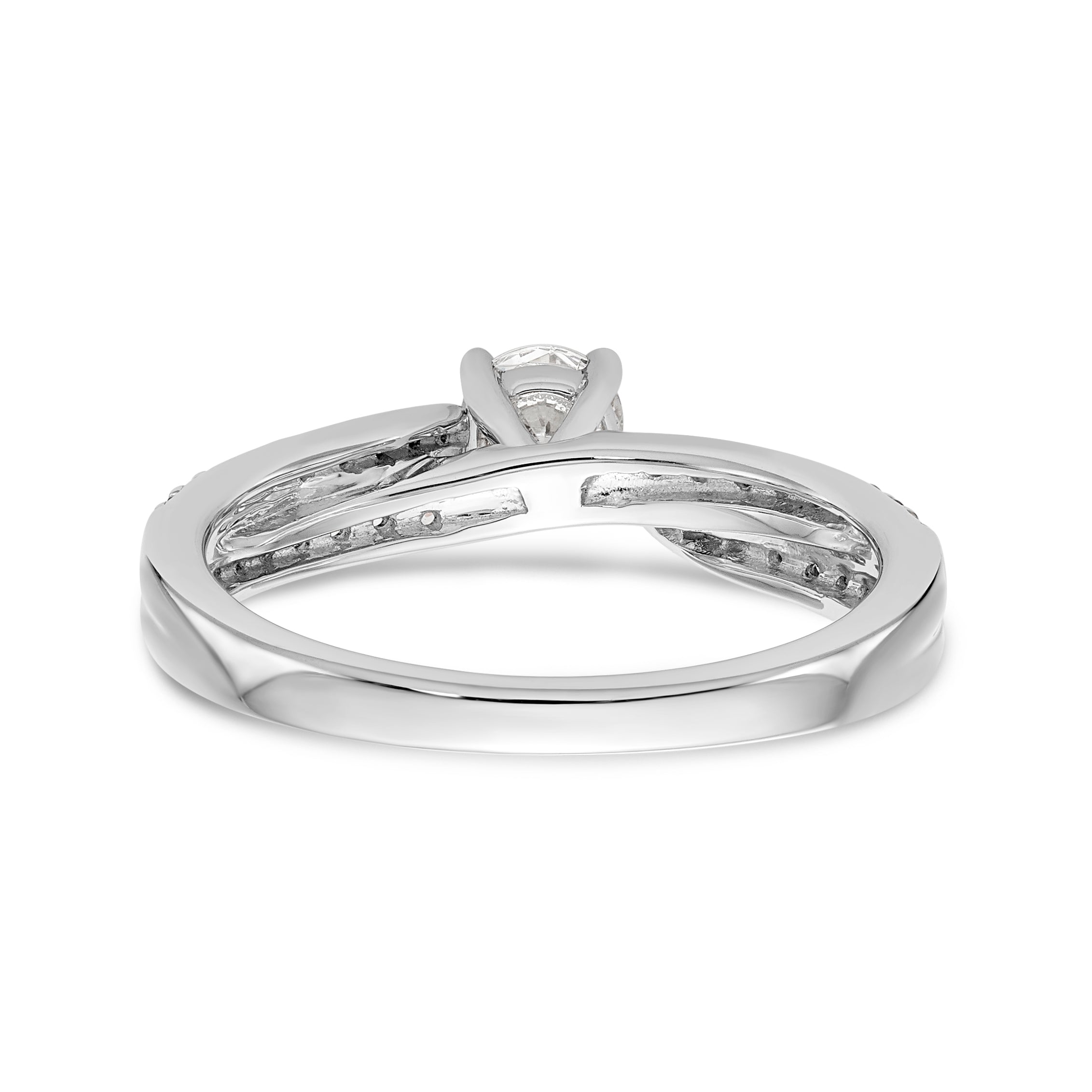 14kw Peg Set Diamond Round CZ By Pass Engagement Ring