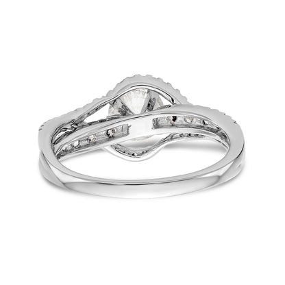 14k White Gold Peg Set Simulated Diamond By Pass Engagement Ring