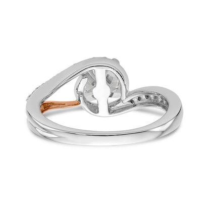 14k White Gold Peg Set Simulated Diamond By Pass Engagement Ring