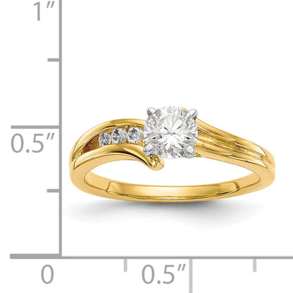 14k Peg Set Simulated Diamond By Pass Engagement Ring