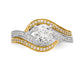 14k Two tone Peg Set Simulated Diamond By Pass Engagement Ring