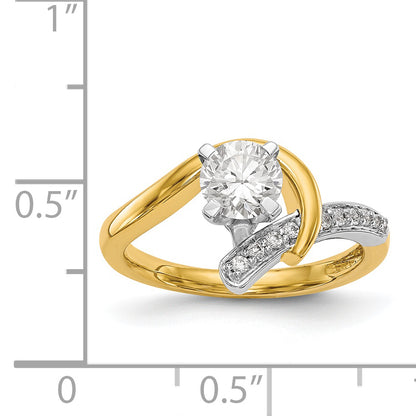 14k Two tone Peg Set Simulated Diamond By Pass Engagement Ring
