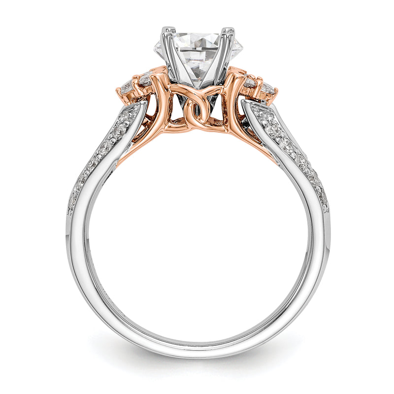 14k Two tone Peg Set Simulated Diamond By Pass Engagement Ring