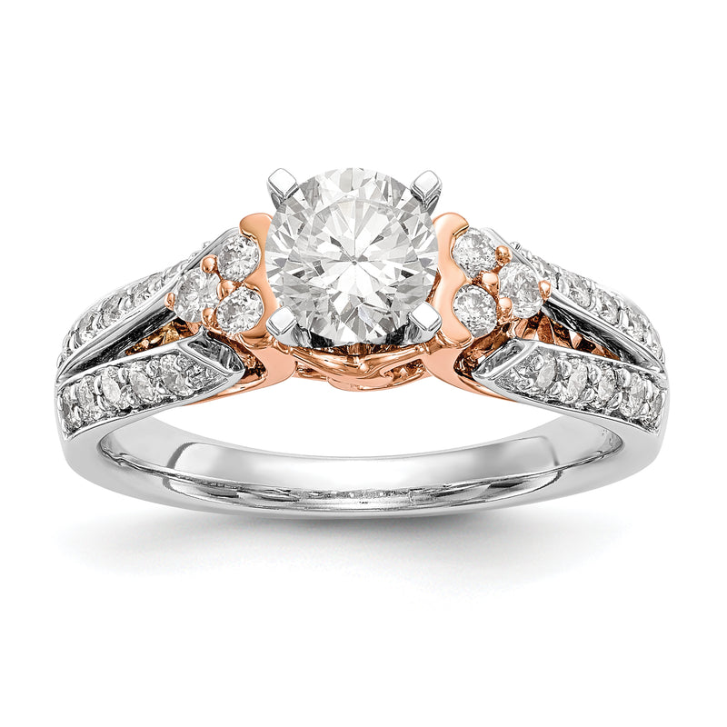 14k Two tone Peg Set Simulated Diamond By Pass Engagement Ring