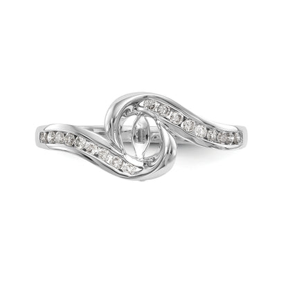 14k White Gold Peg Set Simulated Diamond By Pass Engagement Ring