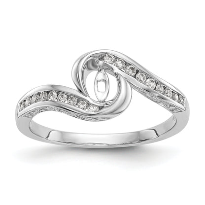 14k White Gold Peg Set Simulated Diamond By Pass Engagement Ring