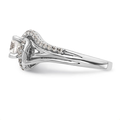 14k Two tone Peg Set Simulated Diamond By Pass Engagement Ring