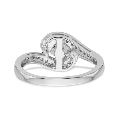 14k White Gold Peg Set Simulated Diamond By Pass Engagement Ring