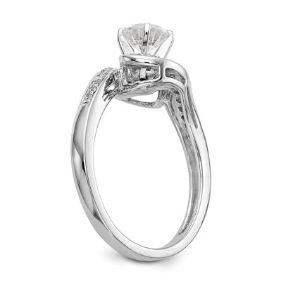 14k White Gold Peg Set Simulated Diamond By Pass Engagement Ring