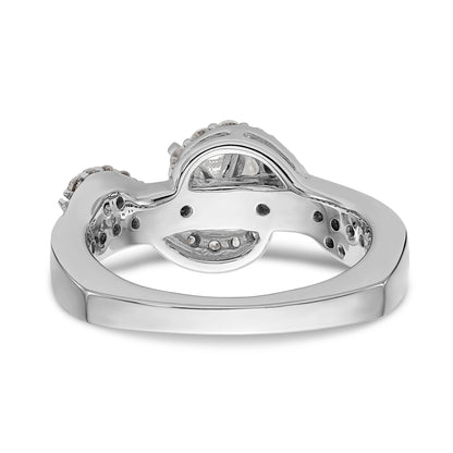 14k White Gold Peg Set Simulated Diamond By Pass Engagement Ring
