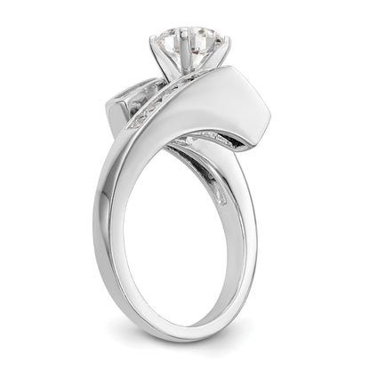 14k White Gold Peg Set Simulated Diamond By Pass Engagement Ring