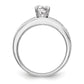 14k White Gold Peg Set Simulated Diamond Engagement Ring