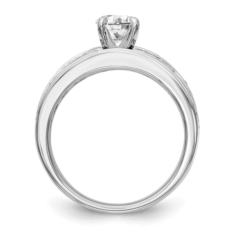 14k White Gold Peg Set Simulated Diamond Engagement Ring