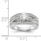 14k White Gold Peg Set Simulated Diamond Engagement Ring