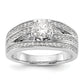 14k White Gold Peg Set Simulated Diamond Engagement Ring