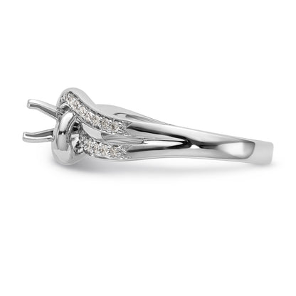 14k White Gold Peg Set Simulated Diamond By Pass Engagement Ring