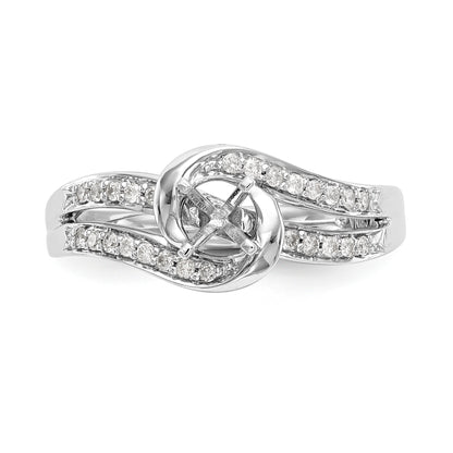 14k White Gold Peg Set Simulated Diamond By Pass Engagement Ring