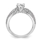 14k White Gold Peg Set Simulated Diamond By Pass Engagement Ring