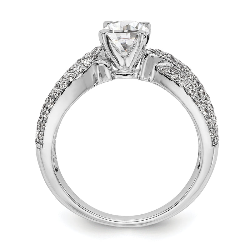 14k White Gold Peg Set Simulated Diamond By Pass Engagement Ring