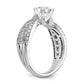 14k White Gold Peg Set Simulated Diamond By Pass Engagement Ring