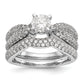 14k White Gold Peg Set Simulated Diamond By Pass Engagement Ring